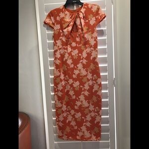 Alexa Admor Orange Floral Midi Dress